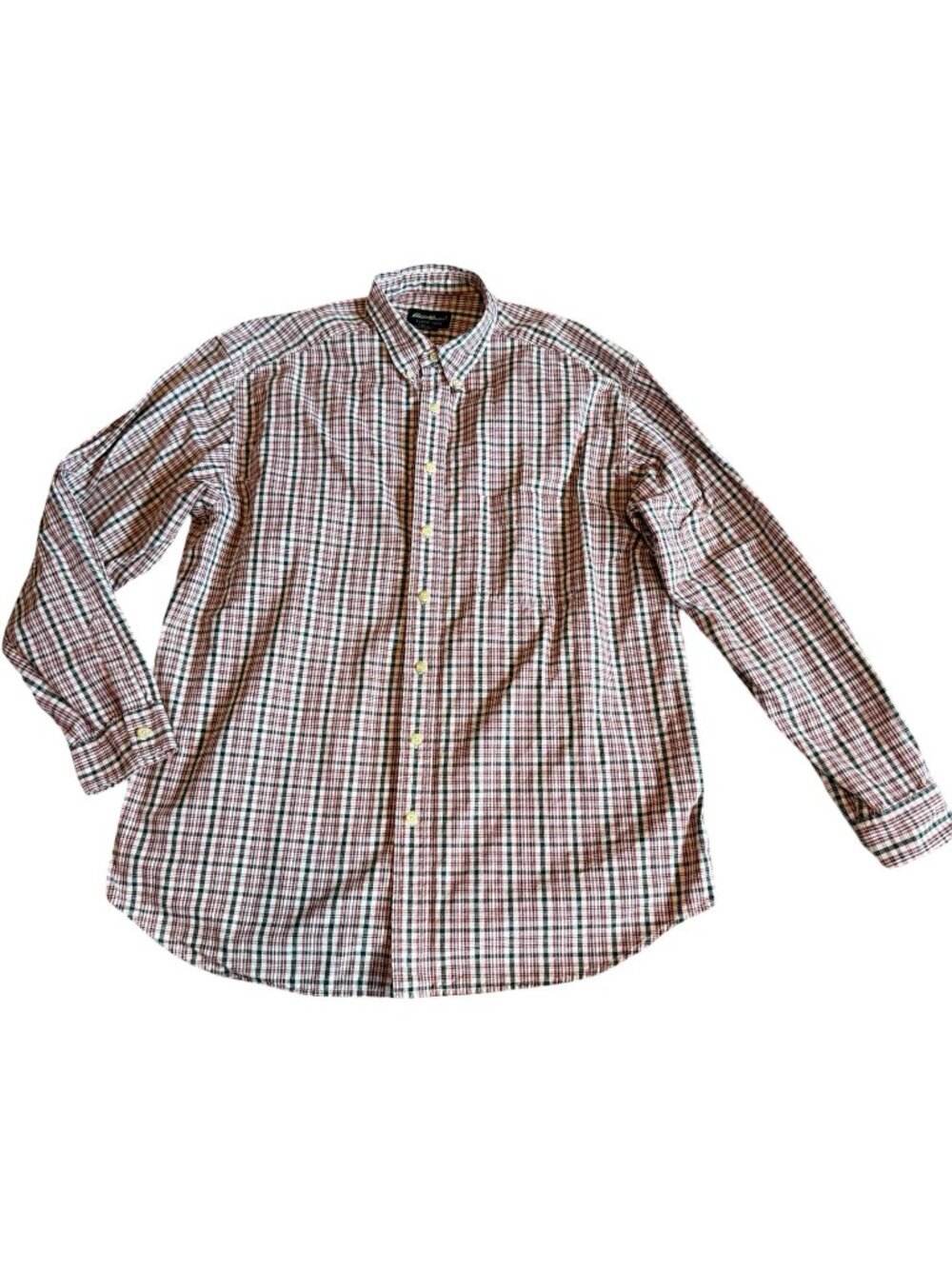 Eddie Bauer Button-Down Shirt 100% Cotton Plaid Long Sleeve Size XL Tall Men's